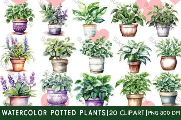 Download Watercolor Potted Plants Clipart - Potted plant Collection