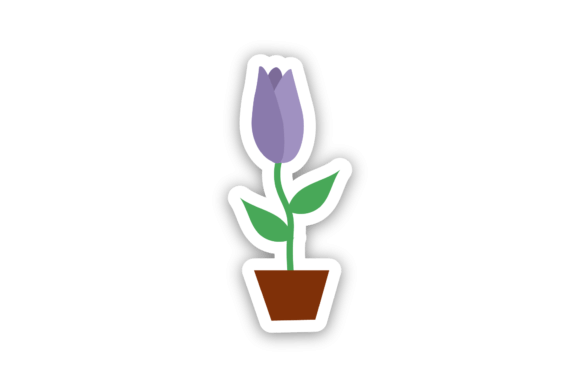 Download Purple Potted Flower Sticker - Potted flower Collection