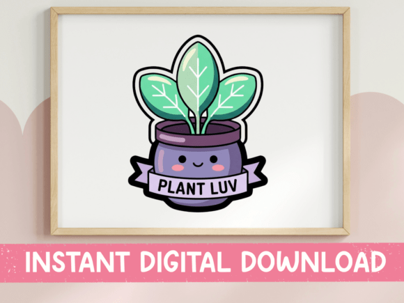 Download Plant Luv Kawaii Potted Plant Design - Premium Resources
