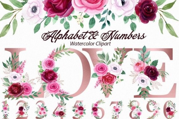 Download Rose Gold Floral Alphabet, Numbers, Png - Premium Bundle